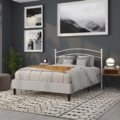 Woodstock Decorative White Metal Queen Size Headboard, HG-HB1706-WH-Q-GG