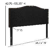 Lexington Upholstered Full Size Headboard with Accent Nail Trim in Black Fabric, HG-HB1707-F-BK-GG