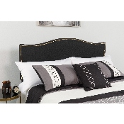 Lexington Upholstered Full Size Headboard with Accent Nail Trim in Black Fabric, HG-HB1707-F-BK-GG