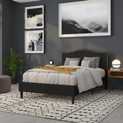 Lexington Upholstered Full Size Headboard with Accent Nail Trim in Black Fabric, HG-HB1707-F-BK-GG