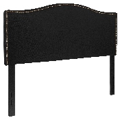 Lexington Upholstered Full Size Headboard with Accent Nail Trim in Black Fabric, HG-HB1707-F-BK-GG