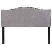 Lexington Upholstered Full Size Headboard with Accent Nail Trim in Light Gray Fabric, HG-HB1707-F-LG-GG