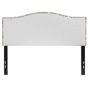 Lexington Upholstered Full Size Headboard with Accent Nail Trim in White Fabric, HG-HB1707-F-W-GG