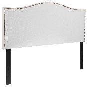 Lexington Upholstered Full Size Headboard with Accent Nail Trim in White Fabric, HG-HB1707-F-W-GG
