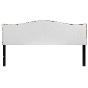Lexington Upholstered King Size Headboard with Accent Nail Trim in White Fabric, HG-HB1707-K-W-GG