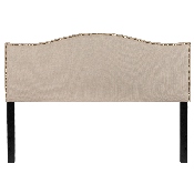 Lexington Upholstered Queen Size Headboard with Accent Nail Trim in Beige Fabric, HG-HB1707-Q-B-GG