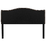 Lexington Upholstered Queen Size Headboard with Accent Nail Trim in Black Fabric, HG-HB1707-Q-BK-GG