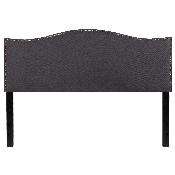 Lexington Upholstered Queen Size Headboard with Accent Nail Trim in Dark Gray Fabric, HG-HB1707-Q-DG-GG