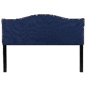 Lexington Upholstered Queen Size Headboard with Accent Nail Trim in Navy Fabric, HG-HB1707-Q-N-GG