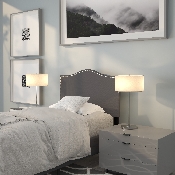 Lexington Upholstered Twin Size Headboard with Accent Nail Trim in Dark Gray Fabric, HG-HB1707-T-DG-GG