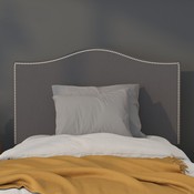 Lexington Upholstered Twin Size Headboard with Accent Nail Trim in Dark Gray Fabric, HG-HB1707-T-DG-GG