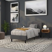 Lexington Upholstered Twin Size Headboard with Accent Nail Trim in Dark Gray Fabric, HG-HB1707-T-DG-GG