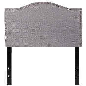 Lexington Upholstered Twin Size Headboard with Accent Nail Trim in Light Gray Fabric, HG-HB1707-T-LG-GG