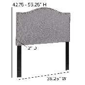 Lexington Upholstered Twin Size Headboard with Accent Nail Trim in Light Gray Fabric, HG-HB1707-T-LG-GG