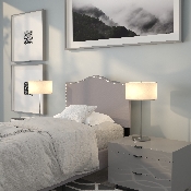 Lexington Upholstered Twin Size Headboard with Accent Nail Trim in Light Gray Fabric, HG-HB1707-T-LG-GG