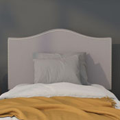 Lexington Upholstered Twin Size Headboard with Accent Nail Trim in Light Gray Fabric, HG-HB1707-T-LG-GG