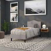 Lexington Upholstered Twin Size Headboard with Accent Nail Trim in Light Gray Fabric, HG-HB1707-T-LG-GG