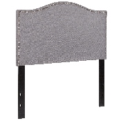 Lexington Upholstered Twin Size Headboard with Accent Nail Trim in Light Gray Fabric, HG-HB1707-T-LG-GG