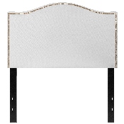 Lexington Upholstered Twin Size Headboard with Accent Nail Trim in White Fabric, HG-HB1707-T-W-GG