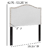 Lexington Upholstered Twin Size Headboard with Accent Nail Trim in White Fabric, HG-HB1707-T-W-GG