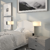 Lexington Upholstered Twin Size Headboard with Accent Nail Trim in White Fabric, HG-HB1707-T-W-GG