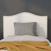 Lexington Upholstered Twin Size Headboard with Accent Nail Trim in White Fabric, HG-HB1707-T-W-GG