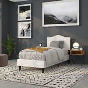 Lexington Upholstered Twin Size Headboard with Accent Nail Trim in White Fabric, HG-HB1707-T-W-GG