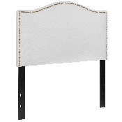 Lexington Upholstered Twin Size Headboard with Accent Nail Trim in White Fabric, HG-HB1707-T-W-GG