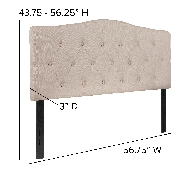 Cambridge Tufted Upholstered Full Size Headboard in Beige Fabric, HG-HB1708-F-B-GG