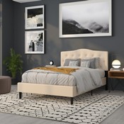Cambridge Tufted Upholstered Full Size Headboard in Beige Fabric, HG-HB1708-F-B-GG
