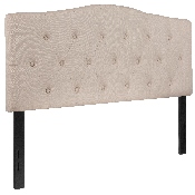 Cambridge Tufted Upholstered Full Size Headboard in Beige Fabric, HG-HB1708-F-B-GG