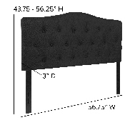 Cambridge Tufted Upholstered Full Size Headboard in Black Fabric, HG-HB1708-F-BK-GG