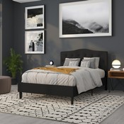 Cambridge Tufted Upholstered Full Size Headboard in Black Fabric, HG-HB1708-F-BK-GG