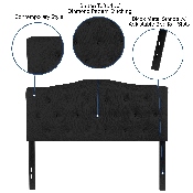 Cambridge Tufted Upholstered Full Size Headboard in Black Fabric, HG-HB1708-F-BK-GG