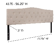 Cambridge Tufted Upholstered King Size Headboard in Beige Fabric, HG-HB1708-K-B-GG