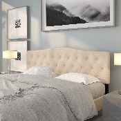 Cambridge Tufted Upholstered King Size Headboard in Beige Fabric, HG-HB1708-K-B-GG