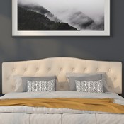 Cambridge Tufted Upholstered King Size Headboard in Beige Fabric, HG-HB1708-K-B-GG
