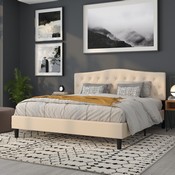Cambridge Tufted Upholstered King Size Headboard in Beige Fabric, HG-HB1708-K-B-GG