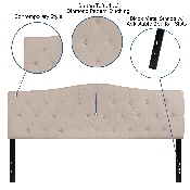 Cambridge Tufted Upholstered King Size Headboard in Beige Fabric, HG-HB1708-K-B-GG