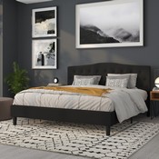 Cambridge Tufted Upholstered King Size Headboard in Black Fabric, HG-HB1708-K-BK-GG