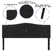 Cambridge Tufted Upholstered King Size Headboard in Black Fabric, HG-HB1708-K-BK-GG