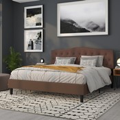Cambridge Tufted Upholstered King Size Headboard in Camel Fabric, HG-HB1708-K-C-GG