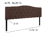 Cambridge Tufted Upholstered King Size Headboard in Dark Brown Fabric, HG-HB1708-K-DBR-GG