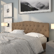 Cambridge Tufted Upholstered King Size Headboard in Dark Brown Fabric, HG-HB1708-K-DBR-GG