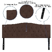 Cambridge Tufted Upholstered King Size Headboard in Dark Brown Fabric, HG-HB1708-K-DBR-GG