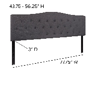 Cambridge Tufted Upholstered King Size Headboard in Dark Gray Fabric, HG-HB1708-K-DG-GG