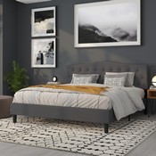 Cambridge Tufted Upholstered King Size Headboard in Dark Gray Fabric, HG-HB1708-K-DG-GG