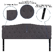 Cambridge Tufted Upholstered King Size Headboard in Dark Gray Fabric, HG-HB1708-K-DG-GG