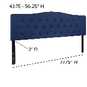Cambridge Tufted Upholstered King Size Headboard in Navy Fabric, HG-HB1708-K-N-GG