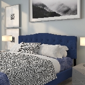 Cambridge Tufted Upholstered King Size Headboard in Navy Fabric, HG-HB1708-K-N-GG